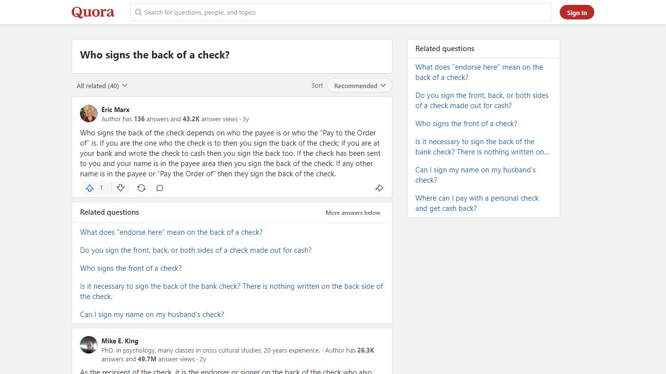 Who signs the back of a check? - Quora